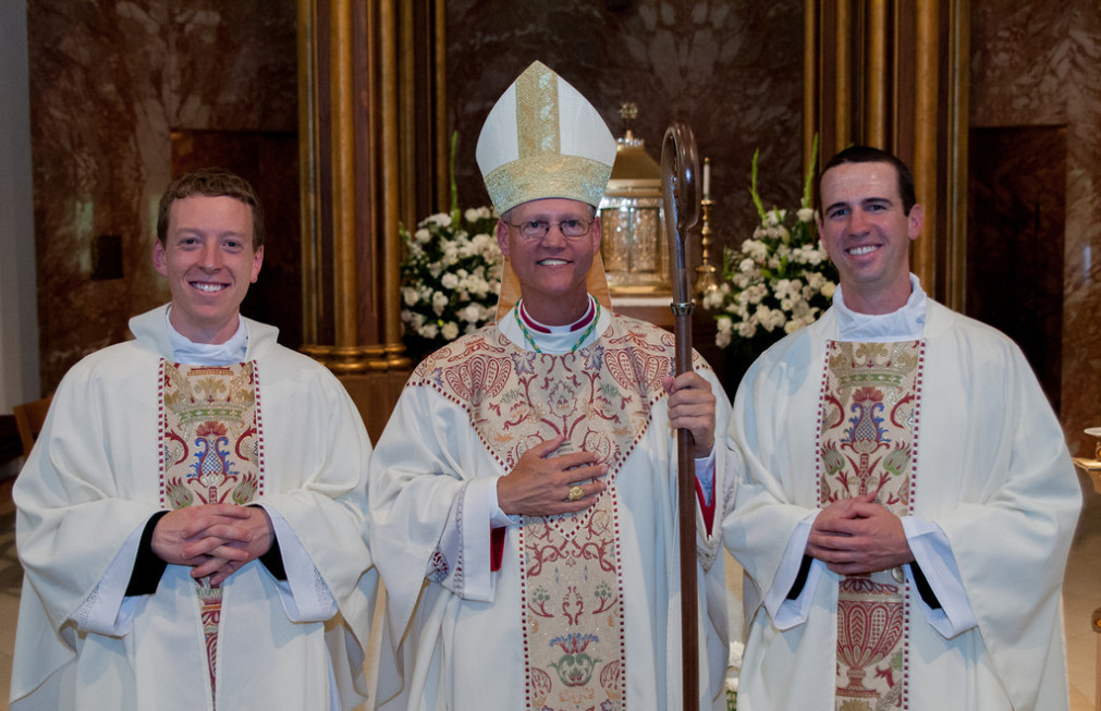 Newly Ordained with Bishop Etienne; Rev. Bob Rodgers (left) & Rev. Brian Hess (right)
